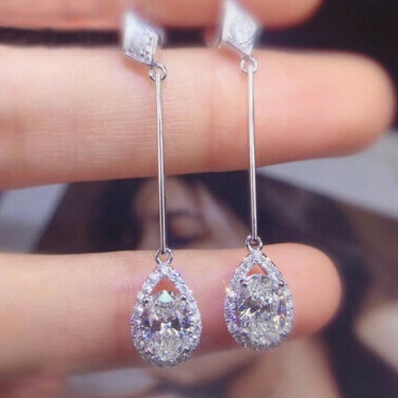 New Sterling silver diamond stone earrings - Picture 3 of 4